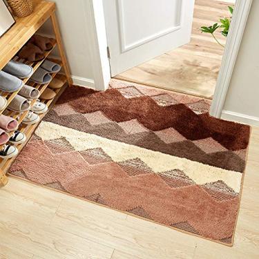 Imagem de Tapete de porta de entrada, tapete de porta de pelúcia alto e baixo super macio vários padrões tapete de absorção antiderrapante para sala de estar estudo banheiro varanda quarto das crianças, D, 80 * 100 cm