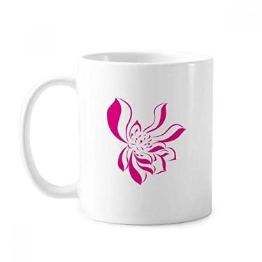 Imagem de Caneca de cerâmica com flor de lótus rosa de folha de lótus xícara de porcelana de café