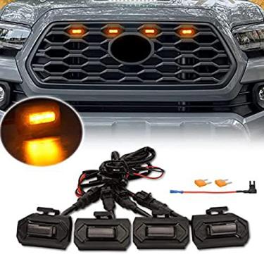 Imagem de Riloer Kit de luz de grade com 4 peças de luzes de LED para grade de lente âmbar, compatível com Tacoma 2020 2021 2022 TRD Off Road e Sport OEM Grille