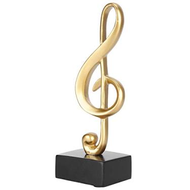 Imagem de Nota Musical Figurino, Escultura Musical Decoração Estátua Resina Artesanato, Stave Musical Símbolo Ornamentos Desktop Arte Decoração para Casa Presentes de Sala de Estar, Ouro