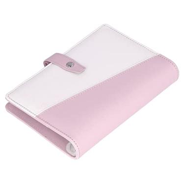 Imagem de Caderno fichário com compartimento de PU para armazenamento de notas de orçamento escolar (rosa)
