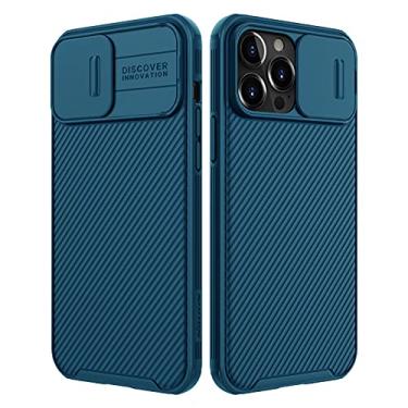 Imagem de Nillkin Capa para iPhone 13 Pro Max com capa para c�mera, capa protetora ultrafina � prova de choque com prote��o para c�mera deslizante - azul