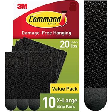 Imagem de Command Tiras pesadas GG de 9 kg para pendurar fotos, 10 pares (20 tiras de Command), cabides para pendurar sem danos, resistente, ótimo para decoração de casa, adesivo preto