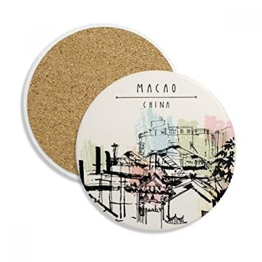 Imagem de Slums de arranha-céus em Macau Caneca porta-copos China Pedra absorvente de proteção de mesa