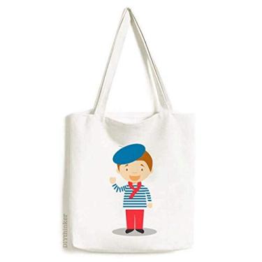 Imagem de Sea Blue France Cartoon Art Deco Gift Fashion Tote Canvas Bag Shopping Satchel Casual Bolsa