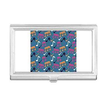 Imagem de Carteira de bolso com porta-cartões de visita colorida com notas musicais azuis