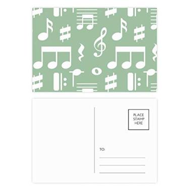 Imagem de White Music Notes Conjunto de cartões postais verdes Cartão de felicitações para envio de aniversário