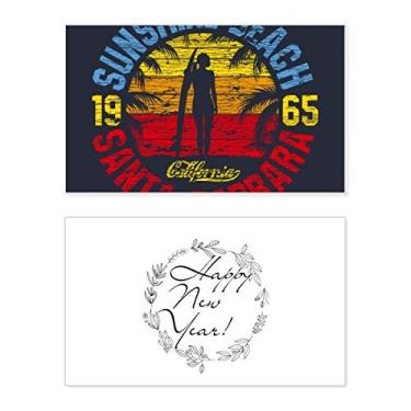 Imagem de Coconut Tree Beach Ilustration Pattern New Year Festival Greeting Card Bless Message Gift