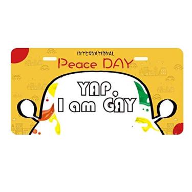 Imagem de DIYthinker LGBT Bandeira de arco-íris Yap I Am Men Placa de carro Decoração Dia da Paz