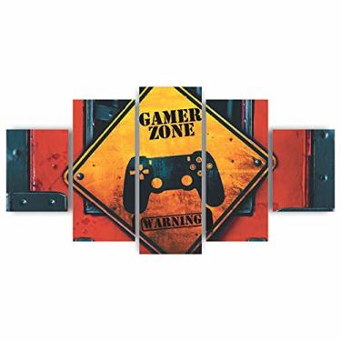 Imagem de Quadros Decorativos MDF Gamer Zone Warning Area de Jogos Game Sala Quarto
