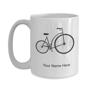 Imagem de Caneca personalizada de vetor de bicicleta – Caneca de café para amantes de bicicleta – ideia de amantes de vetores – Caneca de café de 425 g