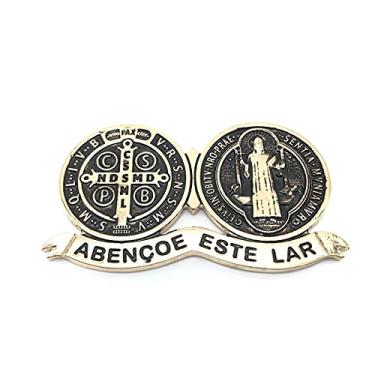 Imagem de Adorno Metal Medalha De São Bento Dourado Com Imã