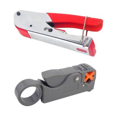Imagem de Alicate Crimpar + Descascador Cabo Coaxial Rg6 Rg59 Conector