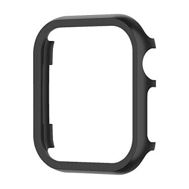 Imagem de VBWVA Capa de liga de alumínio para Apple Watch Series 7 41mm 45mm capas de metal para iWatch 6 SE 5 3 40mm 44mm capa protetora de moldura (cor: preto, tamanho: 45MM)