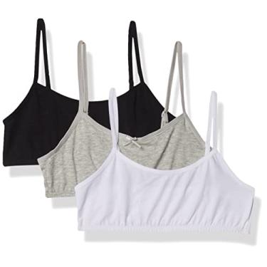 Imagem de Maidenform Sutiã curto para meninas grandes (pacote com 3), Pacote com 3 - Cinza, Preto, Branco, M