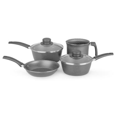 Imagem de Conjunto de Panelas 4 Peças Multiflon Essencial com Revestimento Antiaderente Ultra7 e Tampas de Vidro - Cinza