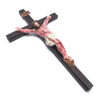 Imagem de Crucifixo De Parede Madeira Cristo Chagado Resina 40 Cm