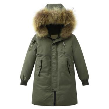 Imagem de Jaqueta infantil para meninos r gola com capuz grosso quente inverno casaco de neve bebê meninos meninas à prova de vento (AG, 13-14 anos)