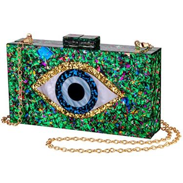 Imagem de LETODE Bolsas clutch para mulheres - olho turco acrílico bolsa clutch glitter bolsa noite bolsa tiracolo bolsa tiracolo, 2 - verde 02, Small
