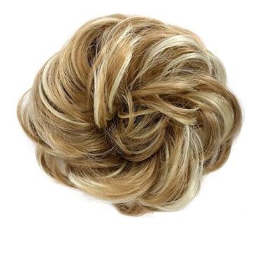 Imagem de Mulheres Bun Scrunchies Cacheado ondulado Donut Chignon Peruca para mulheres Coque bagunçado Extensões de cabelo sintético Coque Faixa elástica Scrunchies Updo rabo de cavalo Pão (Color : 14H613)
