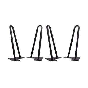 Imagem de Conjunto de 4 pernas de sofá de madeira, pés de móveis de mesa de café afunilados, pernas de substituição de armário, com placa de montagem e parafusos e tapetes antiderrapantes para sofá mesa cadeira