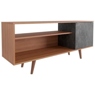 Imagem de Rack Para Tv 42 Pol 136 Cm 1 Porta R1486 Amendoa Marmore Lunar Tecno Mobili Amendoa Marmore Lunar