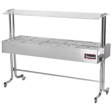 Imagem de Buffet Aquecido Gastromaq Cromado 10 Cubas Tampa Inox Cobertura Vidro 220V BTE 10 ST G2 CR IV