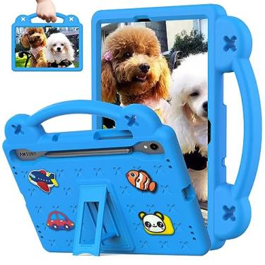 Imagem de Sfulatdc Capa infantil para tablet Samsung Tab S10 Lite/S10 FE/S9 FE/S8, suporte integrado e alça à prova de choque, capa fofa compatível com Galaxy S9 de 11 polegadas (SM-X710/X716B/X718U), azul