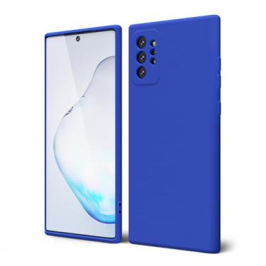 Imagem de oakxco Capa de telefone projetada para Samsung Galaxy Note 10 Plus de silicone líquido, capa de gel suave e fina de borracha macia TPU para mulheres e meninas, proteção sólida fosca e à prova de choque, azul royal
