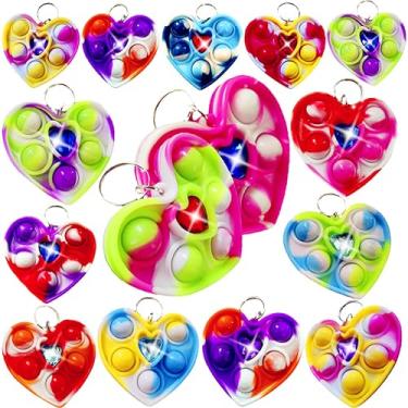 Imagem de 15 Packs Push Fidget Bubble Bulk Heart Shape Mini Pop Keychain Fidget for Adult and Kids,Small Valentine Wedding Party Favors and Classroom Student Gift