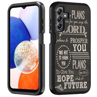 Imagem de BWOOLL Capa para Samsung Galaxy A15 5G, capa resistente 3 em 1 híbrida PC rígido e silicone macio à prova de choque capa de proteção contra quedas para Samsung Galaxy A15 5G 2024, citações versículo