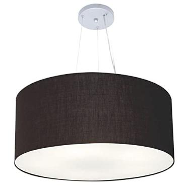 Imagem de Lustre Pendente Cilíndrico Cúpula Tecido 70x21 cm, Vivare Iluminação, Pendente4150 PR, Preto, Grande