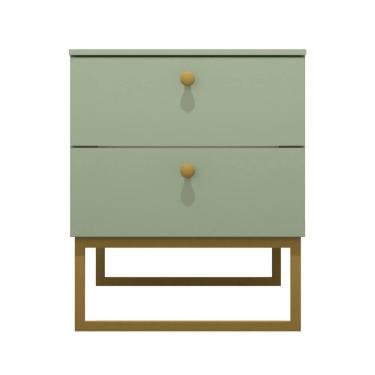 Imagem de Mesa de Cabeceira Industrial MDF com Pés Metalon Dourado PlanCasa