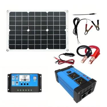Imagem de Conjunto De Gerador Solar Portátil 4000W/6000W 12V A 110V/220V Sistema De Rede Doméstica Inversora Com Painel Solar De 18W + Controlador De Carga 30A(4000W,12V-220V)