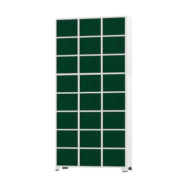 Imagem de Armário Roupeiro De Aço 24 Portas Para Vestiário Academia Locker Verde Escuro com Chave