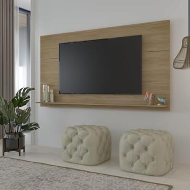 Imagem de MadeiraMadeira - Painel de TV até 60 Polegadas com Suporte Universal Slim Carvalho - 1 Prateleira - Estilo Tradicional - Passa-Fio Integrado e Prateleira Superior para Decoração