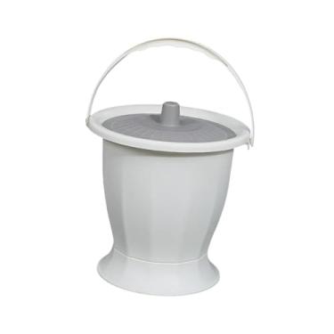 Imagem de harayaa Balde de câmara cuspidor de câmara com tampa, penico, urinol, jarro noturno para quarto, adultos, idosos, branco sem anel