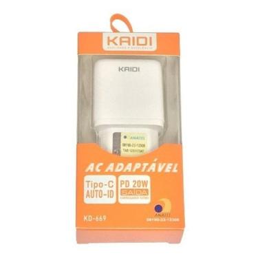 Imagem de Carregador Turbo Tipo C Kaidi KD-669 20W - Branco