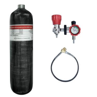 Imagem de TUXING Tanque HPA de fibra de carbono 3L, tanque de ar 4500psi, tanque de gás PCP, tanque de mergulho, para pistola de ar PCP, paintball, estação de enchimento de medidor de válvula