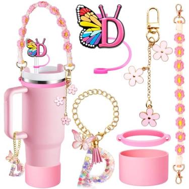 Imagem de Stanley Conjunto de acessórios de copo 6 peças para 850 g e 1,134 g, inclui tampa de capa de canudo de iniciais de silicone, bota, alça de alça de garrafa de água, anel de copo de borracha, pingente