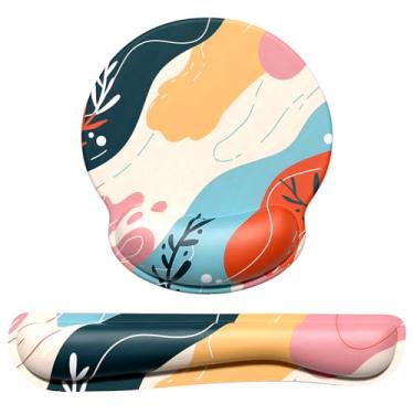 Imagem de Dapesuom Descanso de pulso para teclado e mouse pad com suporte de pulso, almofada fofa de espuma de memória para conjunto de teclado e mouse, descanso ergonômico com base antiderrapante para