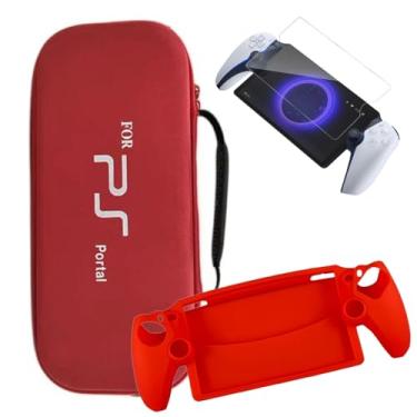 Imagem de Bag Bolsa Estojo + Capa Silicone Antiderrapante + Película Vidro Temperado Compatível com Ps Portal (Vermelho)