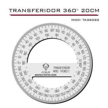 Imagem de Transferidor 360 20Cm Transp Acrílico Desenho Técnico Fenix