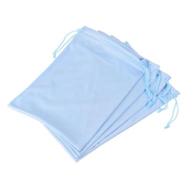 Imagem de YOKIVE 4 bolsas para óculos de esqui, capa esportiva de microfibra para óculos de neve, capas de armazenamento, bolsas de cordão para lentes de óculos de sol (azul claro, 18 cm x 27 cm)