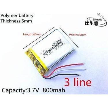 Imagem de Bateria 3,7v 800mah 3 Fios Gps Mp3 Mp4 Caneta Gravador Som C - bgb