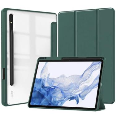 Imagem de Capa para tablet com suporte de lápis para Samsung Galaxy Tab S9 FE 11 Plus 12,4 polegadas 2023 Tab A9 S9 S8 S7 27.9 cm Plus 31.5 cm (verde escuro, Tab S9 27.9 cm)