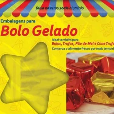 Imagem de Embalagem Laminada Para Bolo Gelado, Trufa, Pão De Mel e Cone Trufado - 20x22 Cm PCT C/100 Unidades (Ouro Brilhante)
