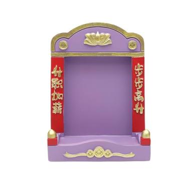 Imagem de Wswqop Mini Nicho Budista Mini Santuário Pequeno Buda Altar Ornamento Presente de Ano Novo Mesa Decoração Expositor, Roxo, Tamanho real