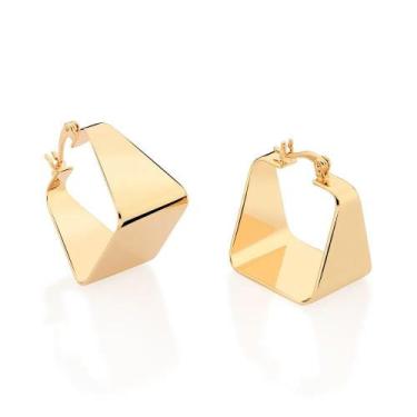 Imagem de Brincos banhado ouro 3x 24k 18k e 22k femininos argola quadrado liso r