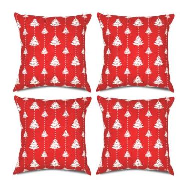Imagem de Kit 4 Capas de almofadas Decorativas de Natal Natalina Vermelha 45 X 4